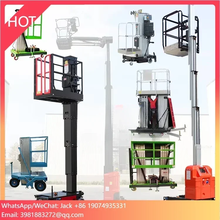 500kg 2-12m Small Mobile Electric Scaffold Aluminum Ladder Work Lift Tables 12 Meters Height Electric Motor Foldable Man Lift