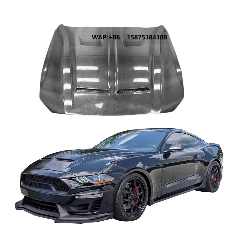 

BENSNEES Customized Black Carbon Fiber Bonnet Hood for Mustang GT 2018 2019 2020 2021 2022 2023 Carbon Hood Replacement Upgrade