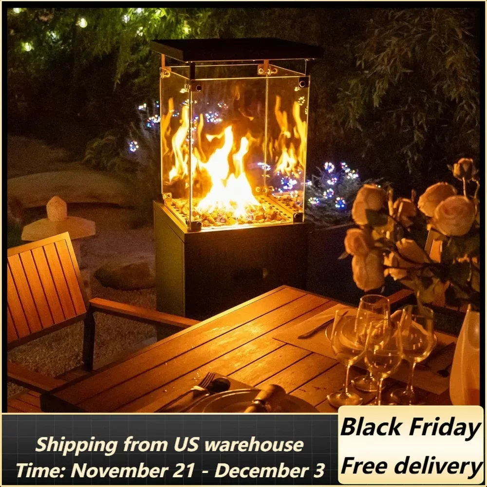 Outdoor Heater,41,000 BTU Propane Patio Heater, CSA Certificated,Outdoor Heater with Lockable Wheels, Tempered Glass