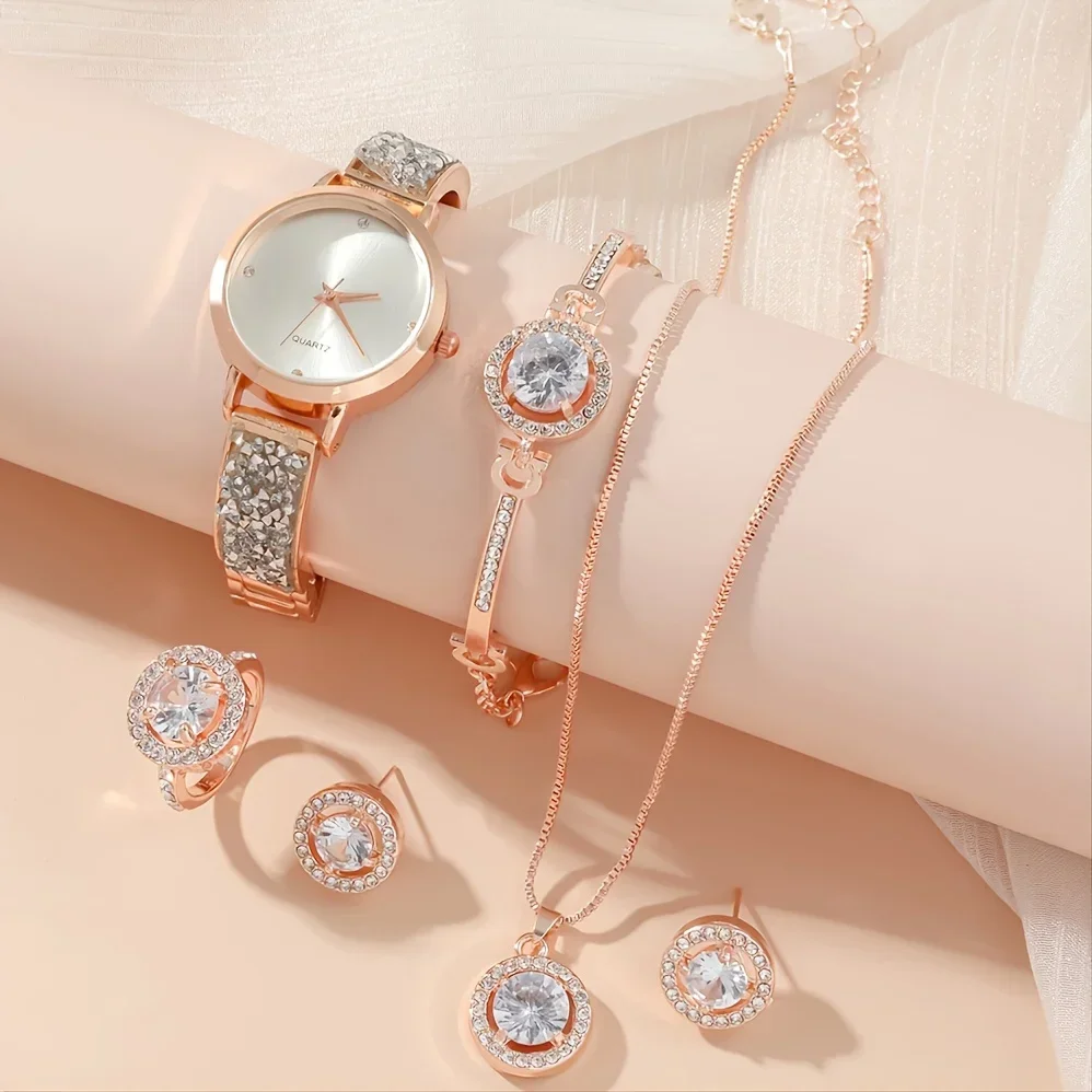 Simple Lady Quartz Watch + Bracelet Set Fancy Women Watches Jewelry Sophisticated And Stylish Women Watch Unique Ladies Watches