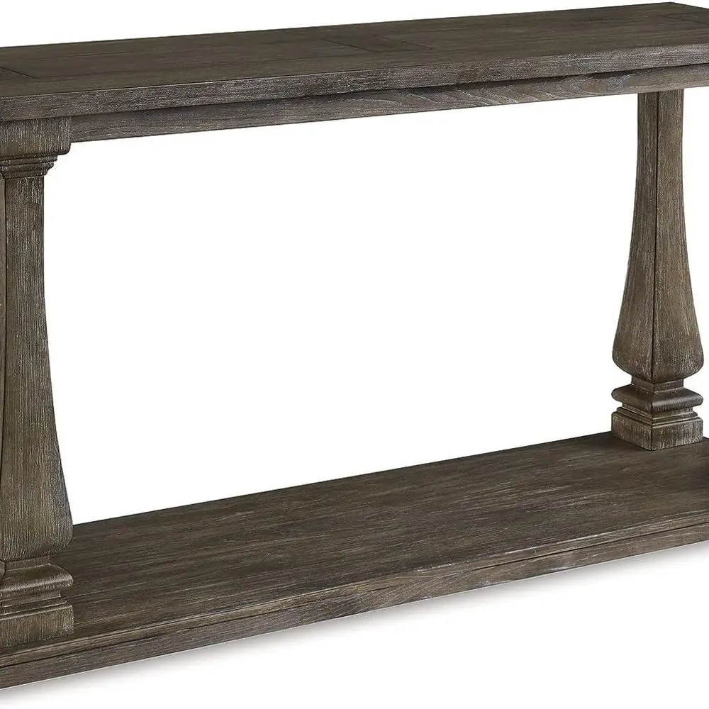 

Casual Sofa Table with Weathered Elm Veneer, 60W x 18D x 31.88H, Gray