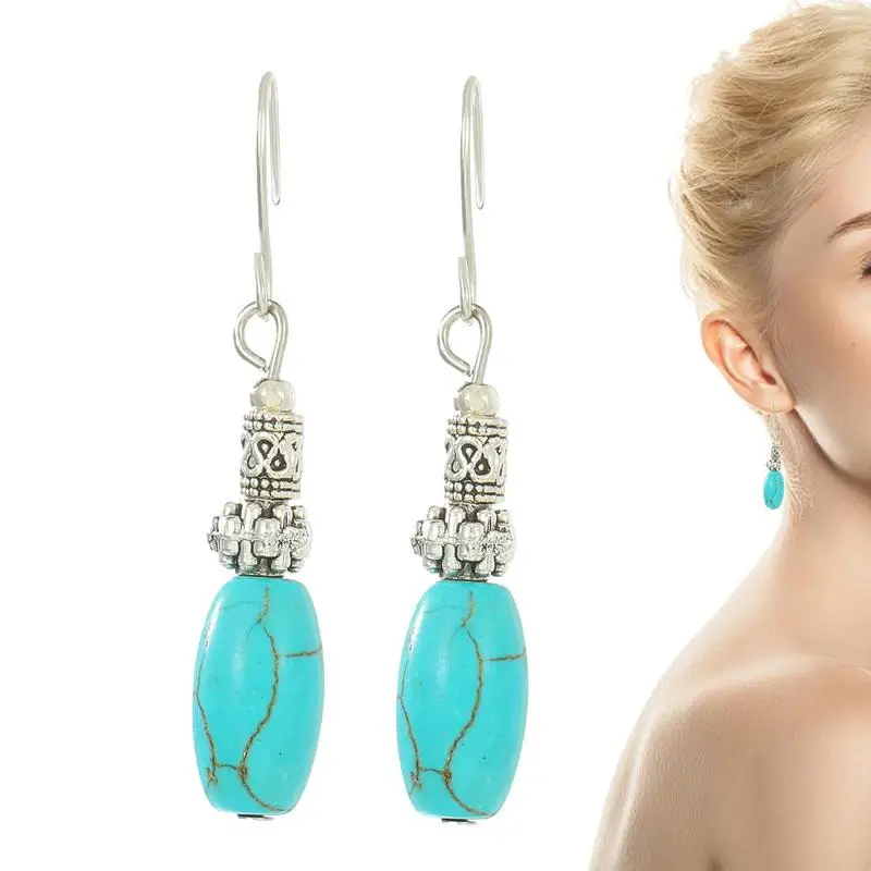 Turquoise Earrings Non-Irritating Turquoise Boho Drop Earrings Daily Fashion Accessories for Working Gathering Fashion Party