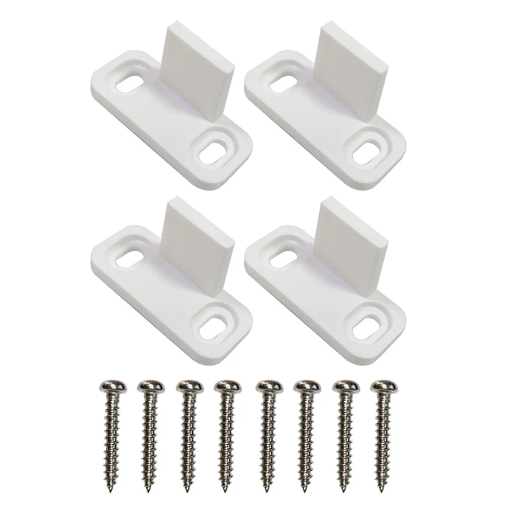 

4 White Anti Swing Floor Guides 2 Sets Sliding Barn Door Stopper Hardware Prevent Rail Quiet Close Non Grooved Doors