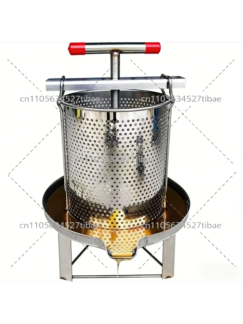 Stainless Steel Manual Honey Press, Multi-Function Fruit Juicer for Grape Apple, Detachable & Easy Clean