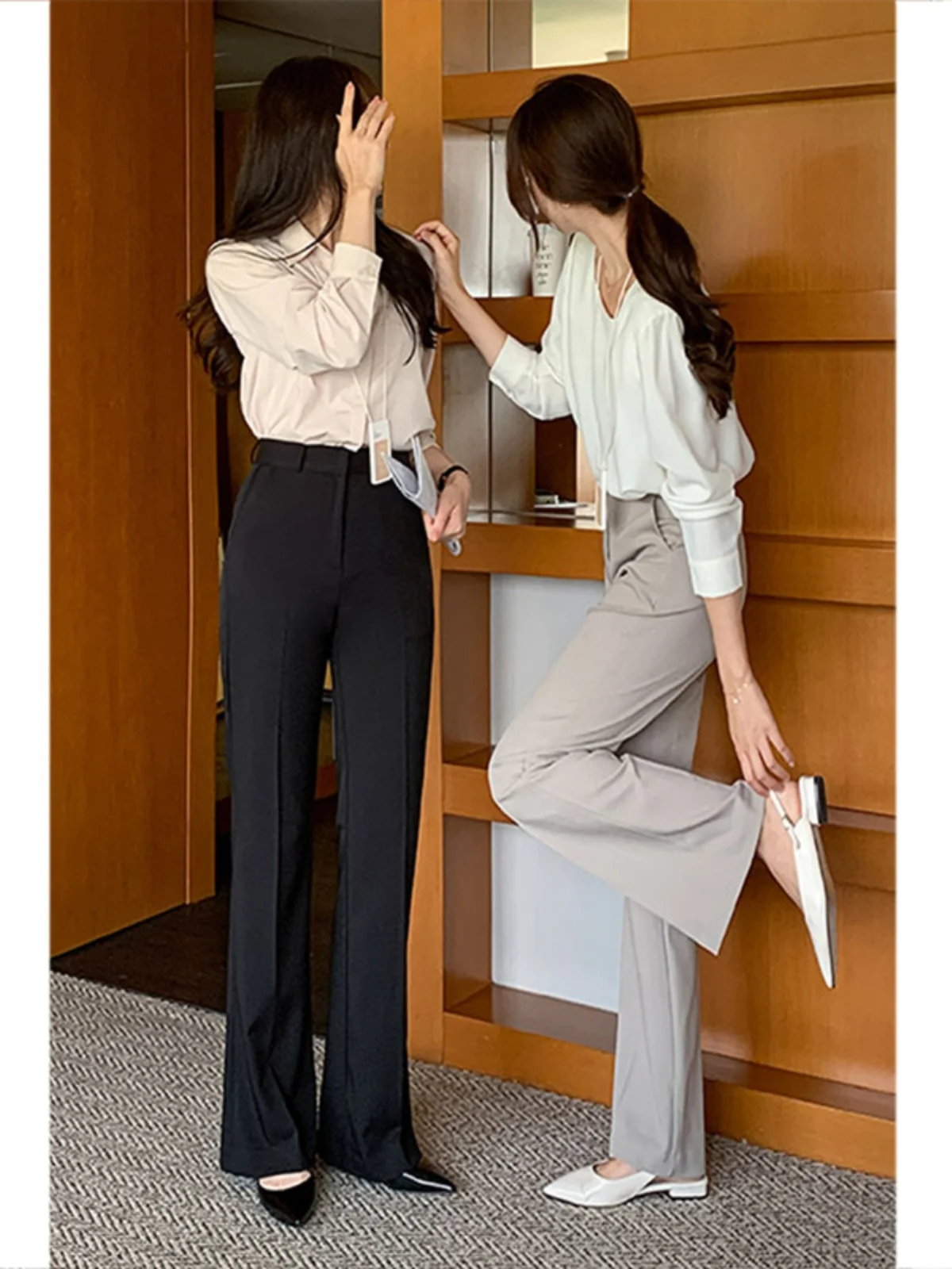 Slight Spicy Style Professional Work Trousers High Waist Slim Fit Commute Zipper High Fashion Spring Autumn Office Pants