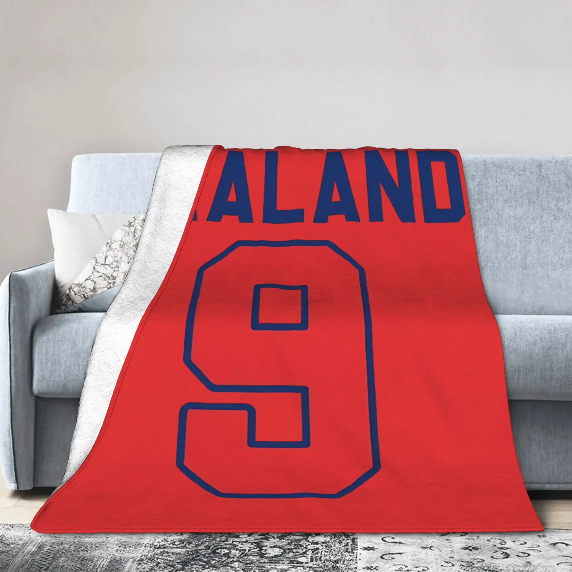 Haalands Flannel Throw Blankets Number 9 Football Blanket for Sofa Car Lightweight Quilt