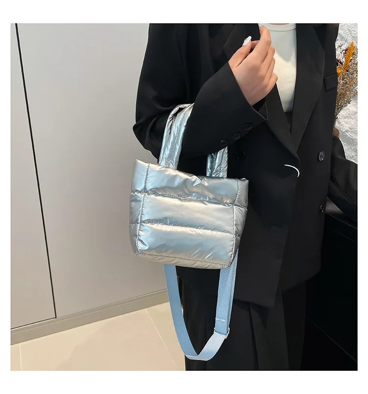 Frauen Taschen Frau Puffy Leichte Handtasche Große Kapazität Gesteppte Schulter Tasche Verstellbaren Riemen Puffer Tote Handtasche Einkaufstasche – Detail 9