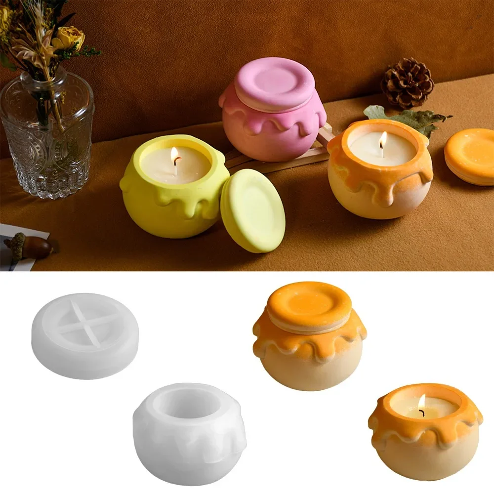 Cream Honey Jar Candle Cup Silicone Mold DIY Handmade Jewelry Storage Box Resin Mould Gypsum Making Tool Craft Gifts Home Decor
