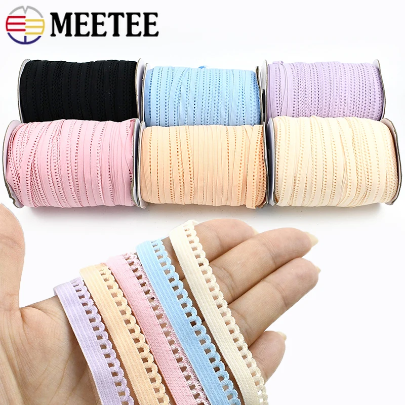 

10/20/50M Ruffled Edge Elastic Band for Shoulder Underwear Bra Straps Lace Trim Skirt Waist Rubber Ribbon DIY Sewing Accessories