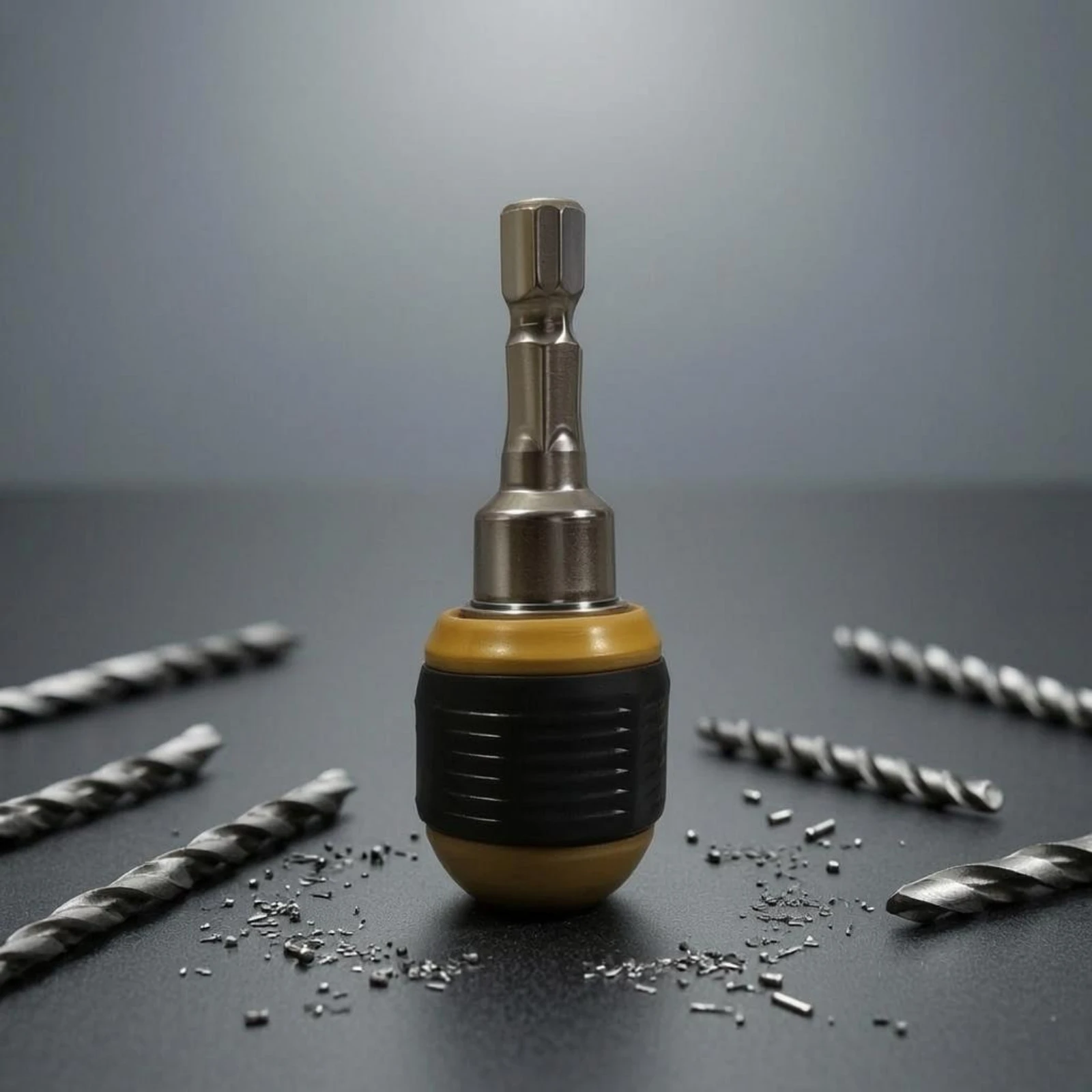 Rapid-Switch Drill Bit Adapter Ridged Grip Hex Shank Adapter Power Tool Accessory Black and Gold