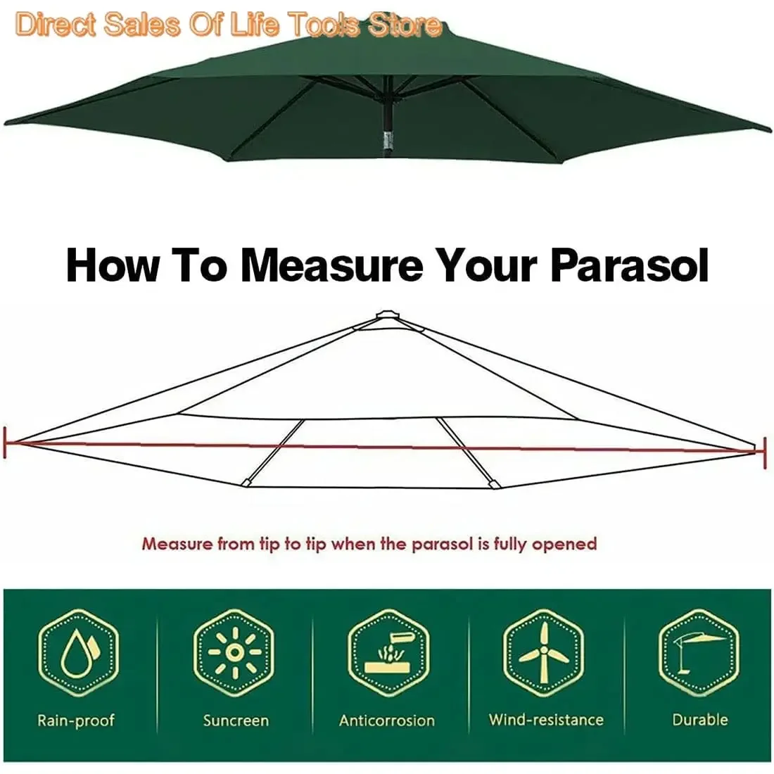 2/2.7/3m Parasol Replaceable Cloth without Stand Outdoor Garden Patio Banana Umbrella Cover Waterproof Sunshade Canopy