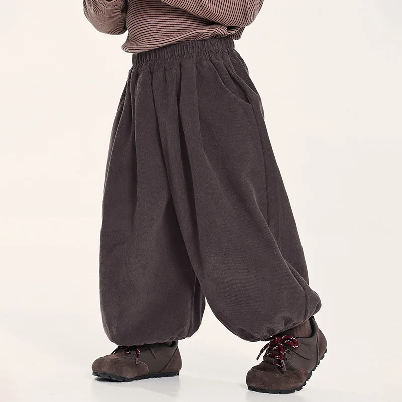 

Boys pants 2025 autumn/winter new Korean version corduroy fashionable daily casual versatile leg binding pants