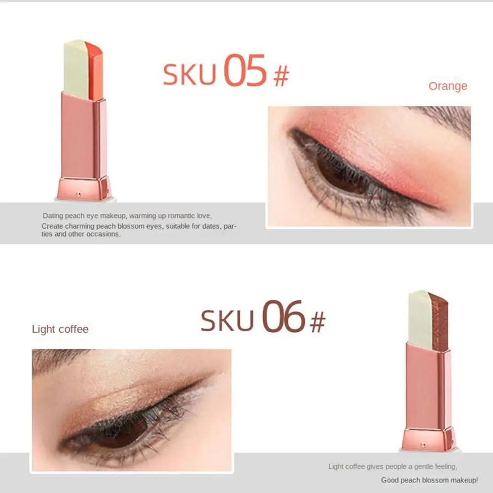 Cosmetica Tool Stereo Gradiënt Fluwelen Oogmake-up Dubbele Kleur Oogschaduw Stick Parelmoer Oogschaduw Pen Liggende Zijderups Pen