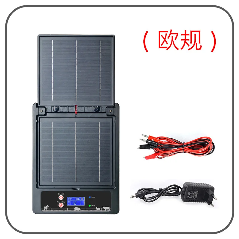 Contrôleur de clôture électrique solaire 10KM 2J avec batterie 18000AH, réglable 6-12KV pour élevage