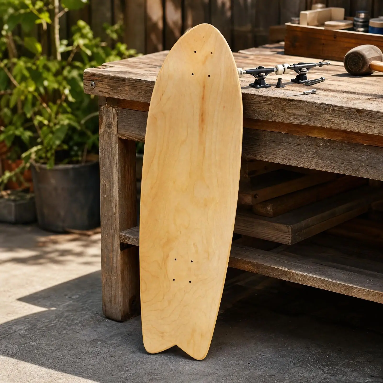 Contoured Maple Land-Surf Deck Wood-Grain DIY Skateboard Deck with Mounting Holes for Adult Skateboarders, Cruising and Carving