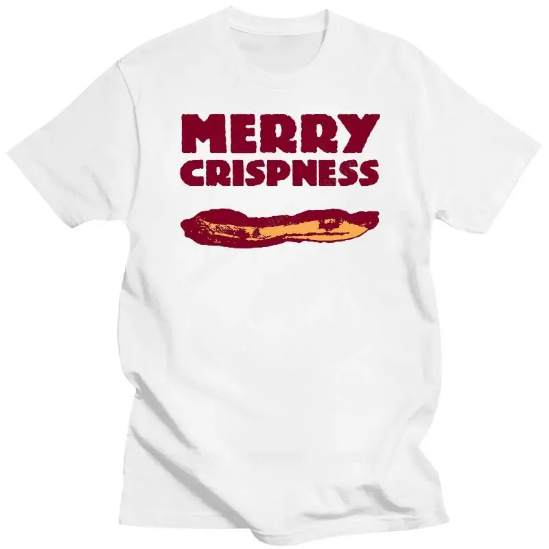 Fashion mens t-shirts top Merry Crispness Bacon Gift Food Party Holiday Funny Christmas-Mens T-Shirt summer unisex short sleeve