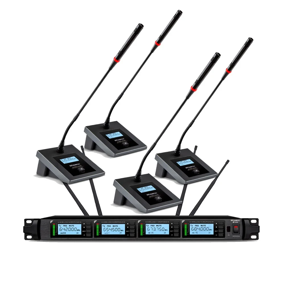 ST-804 Four Channel Conference Desktop Portable Wireless Microphone For Meeting Room