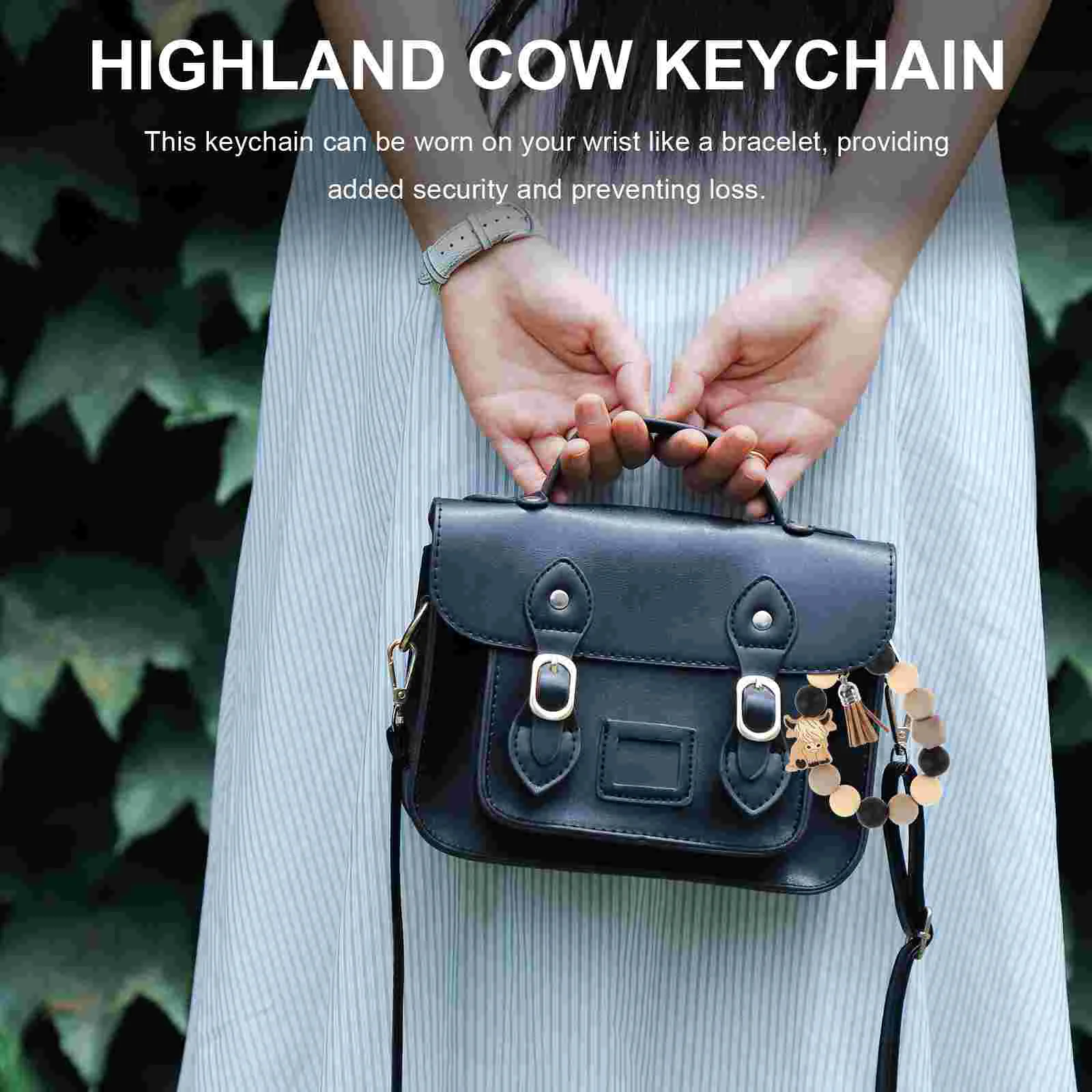 Bead Bracelet Highland Cow Keychain Silicone Multi-function Beaded Cute Ring Women Chains Miss