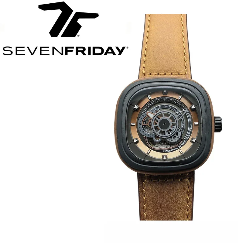 SEVENFRIDAY watch P2B/03 orologio meccanico automatico da uomo in fibra di carbonio serie P orologio da uomo impermeabile di moda marchio di lusso