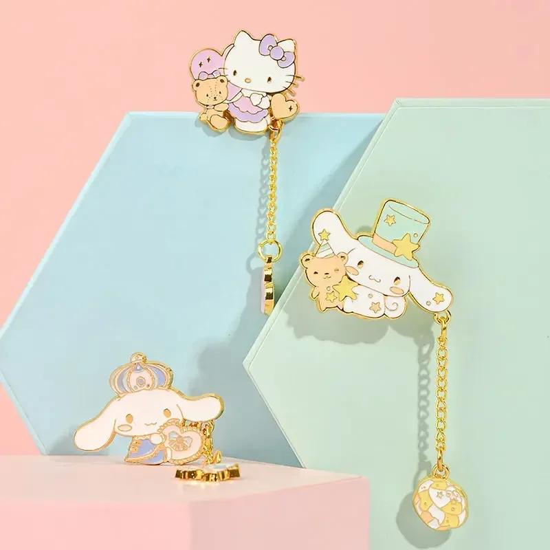 Hello Kitty Anime Kawaii Sanrio Fashion Metal Chain spilla Cute Cinnamoroll My Melody Bag accessori decorazione regali per bambini