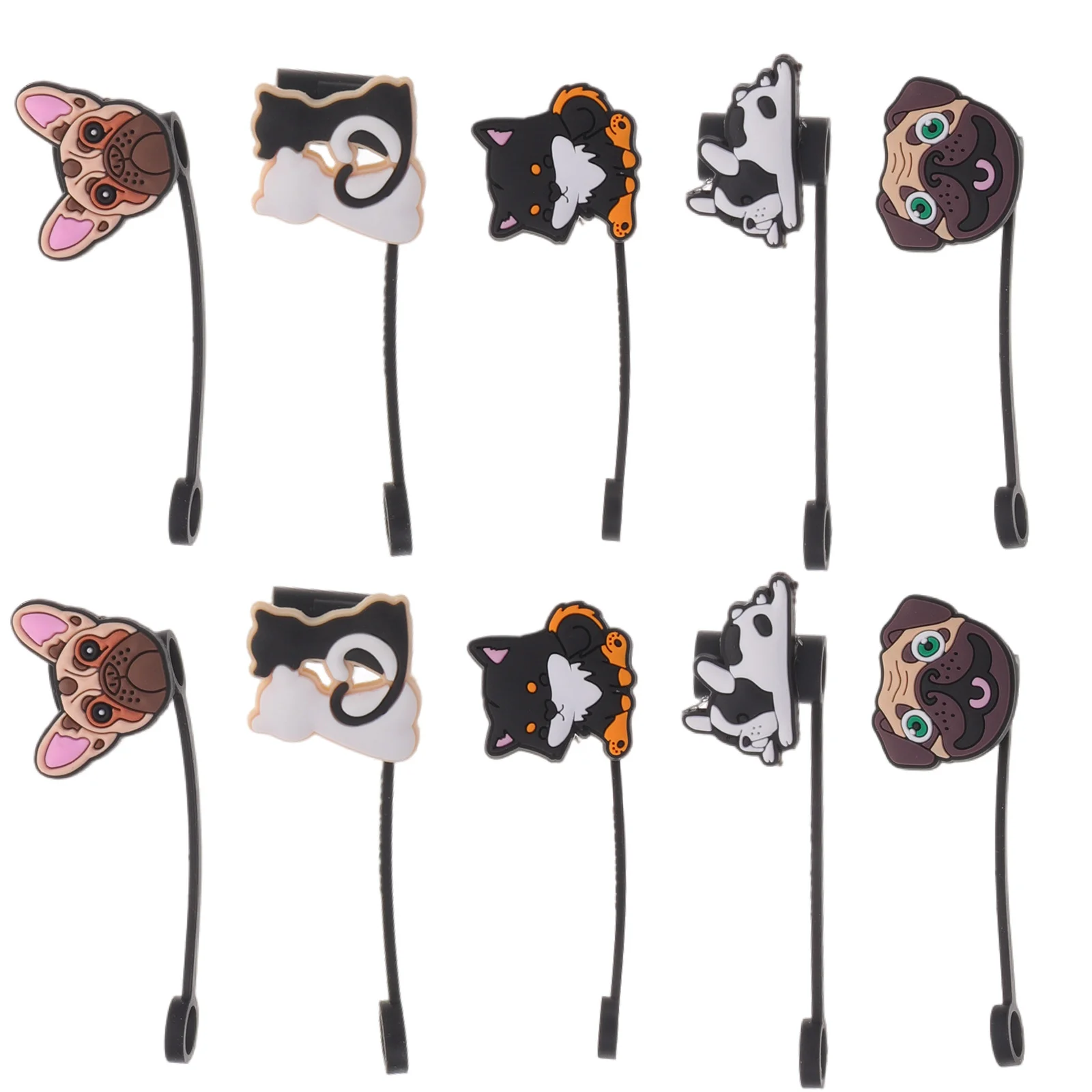 

10Pcs Cartoon Animal Straw Toppers Reusable Tips Protectors Exquisite Details Portable Drinking Straw Cover Favors