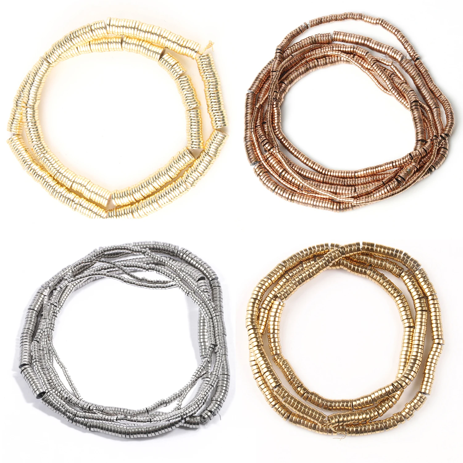 2/3/4/6mm Natural Gold Plated Hematite Beads Rondelle Beads Flat Round Disc Loose Spacer Beads For Necklace Earring Bracelet Diy