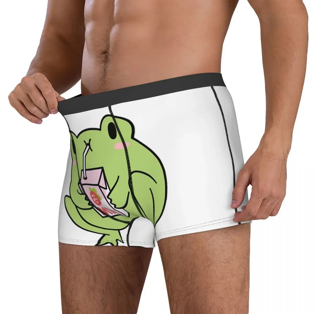 Boxer Underpants Shorts Cute Strawberry Milk Frog Panties Men's Ventilate Underwear for Homme Man Boyfriend Gifts