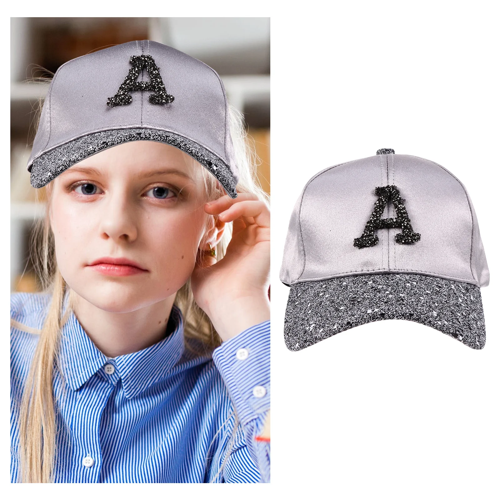 

1Pcs Bright Diamond Letter Baseball Cap Premium Peaked Sun Hat Breathable Summer Hat Outdoor Women