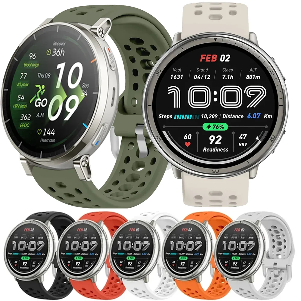 20mm Official Silicone Strap for Amazfit Active 3 2 2 Square T-Rex3 Pro 44mm Original Sport Bracelet Amazfit GTS 4 Mini 3 2 Band