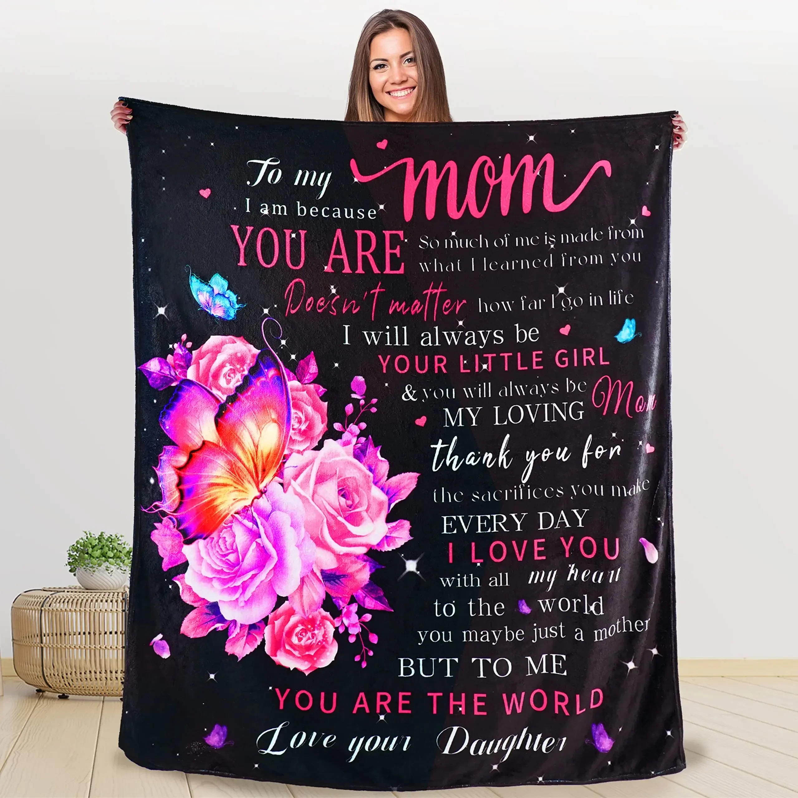 Gifts for Mom, Throw Blanket to My Mom from Daughter Son, Birthday Gifts for Mom,, Soft Bed Flannel Mother Blanket