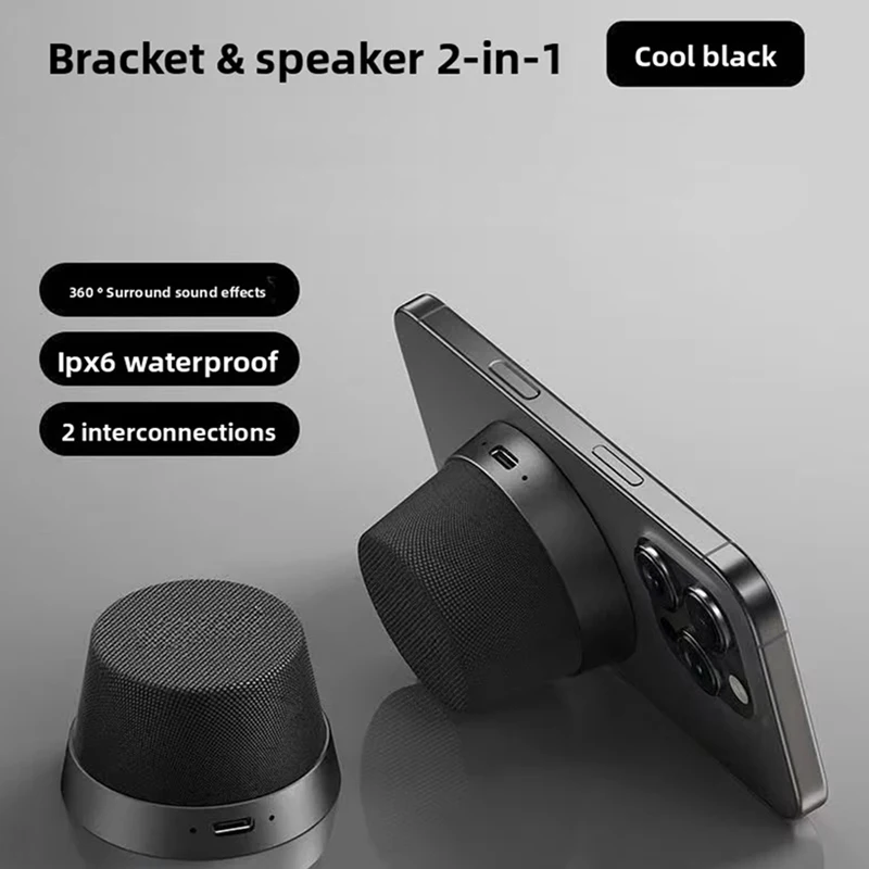 Multifunctional Magnetic Bluetooth Speaker Portable Mini Wireless Speaker with Fabric Stand for Cell Phone Computer Outdoor Use view 3