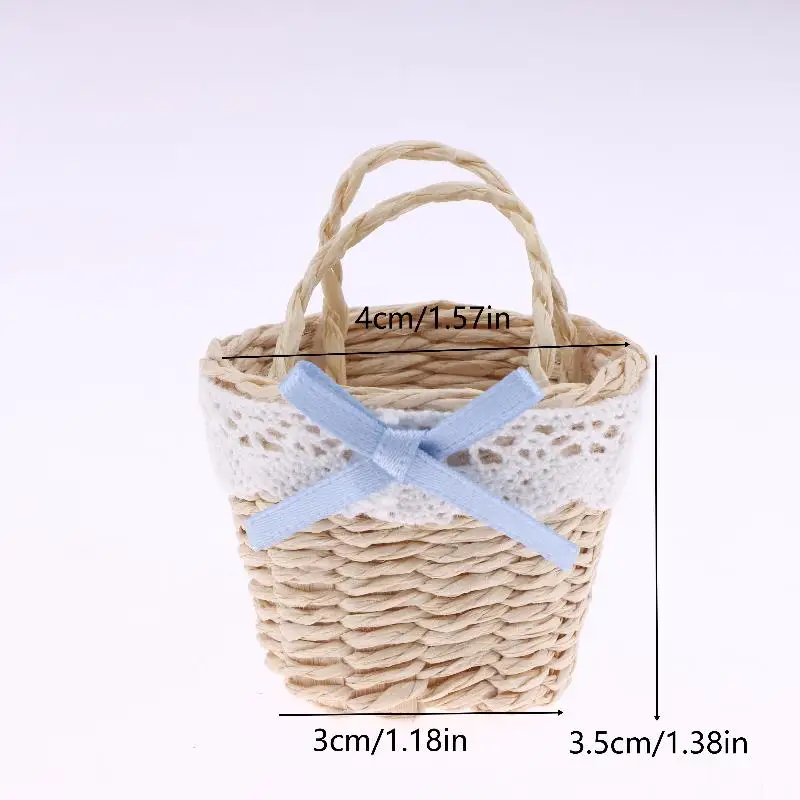 1/12 Dollhouse Cute Mini Rattan Hand Basket Model Dollhouse Kitchen Accessories Dolls House Decoration Toy Pretend Play Toys