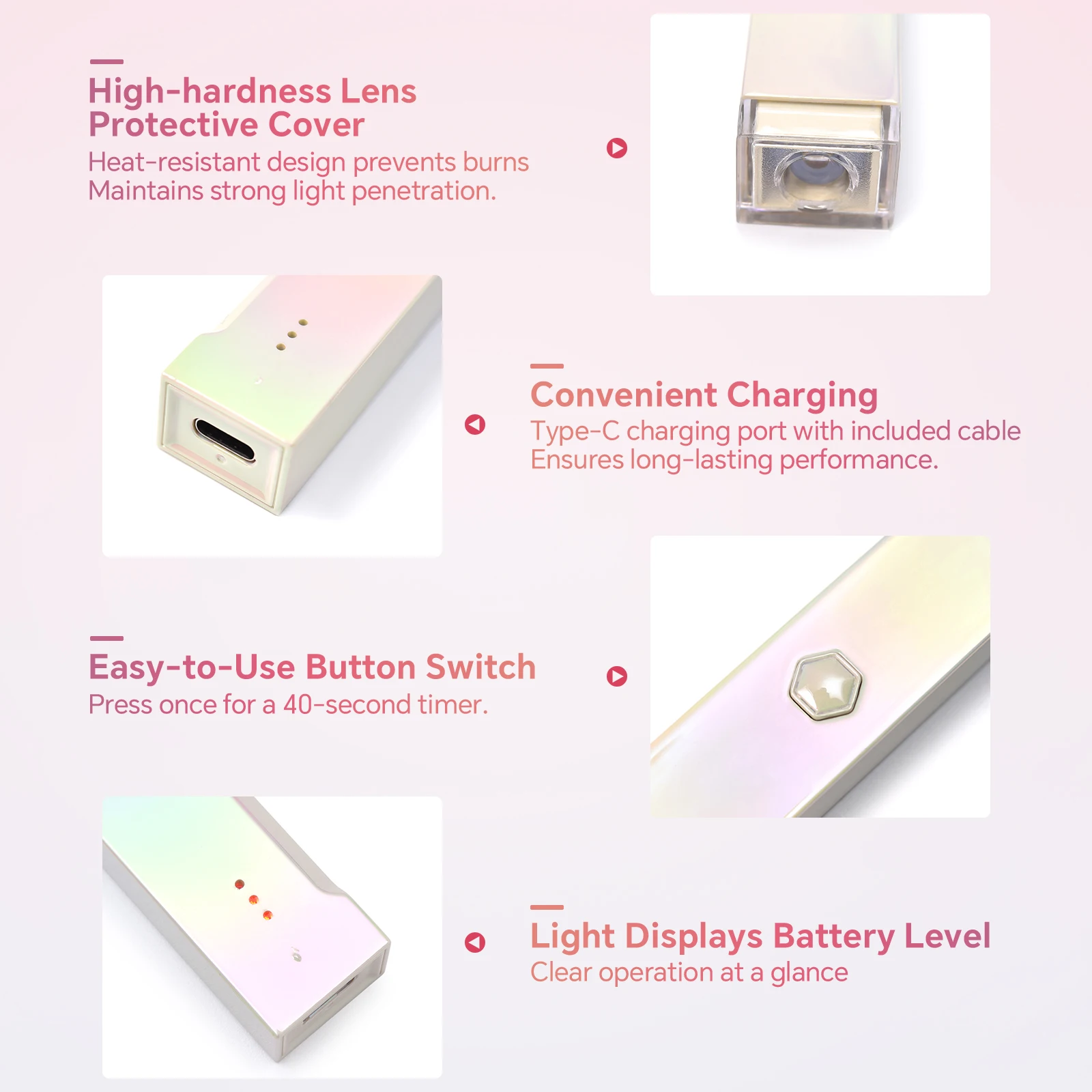 มินิมือถือโคมไฟเล็บ UV 6W สีรุ้งยาวนาน Quick เครื่องเป่าแบบพกพาเจลเล็บเครื่องมือแต่งเล็บมืออาชีพ