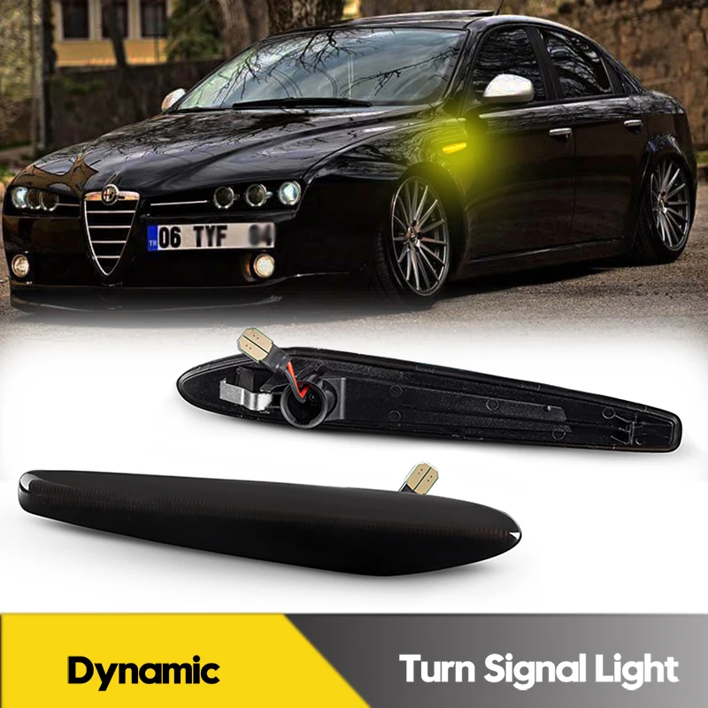 2szt Canbus LED Dynamiczne boczne światła obrysowe Samochodowe kierunkowskazy Do Alfa Romeo 159 Sportwagon Brera Spider 939 OEM # 60691105