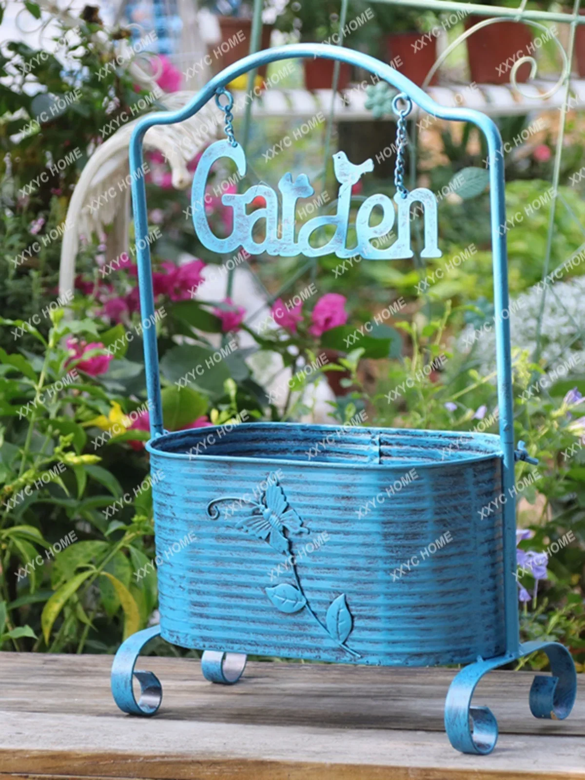 الإبداعية الرجعية شرفة فناء الحديد المطاوع رف أحواض زهور ديكور غرفة المعيشة في الهواء الطلق ، حديقة الفراشة الديكور #3