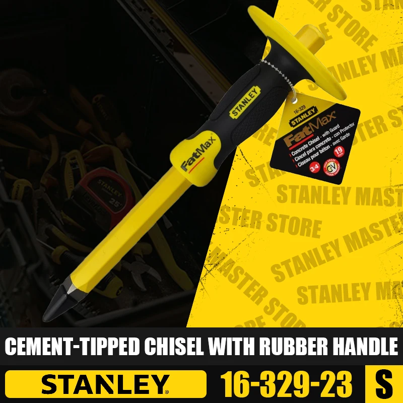 

STANLEY 16-329-23 Cement-Tipped Chisel with Rubber Handle Hand Cement Chisel Stone Breaking Tools Stone Splitter Hand Tools