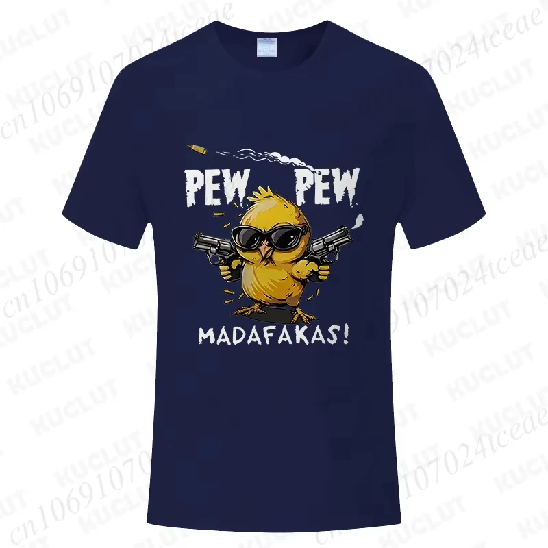 Pew Pew Madafakas Heren T-shirts Leuke Chick Grappige Grafische Tops Zomer Korte Mouw Tees Trendy Streetwear Mannelijke Oversized Kleding