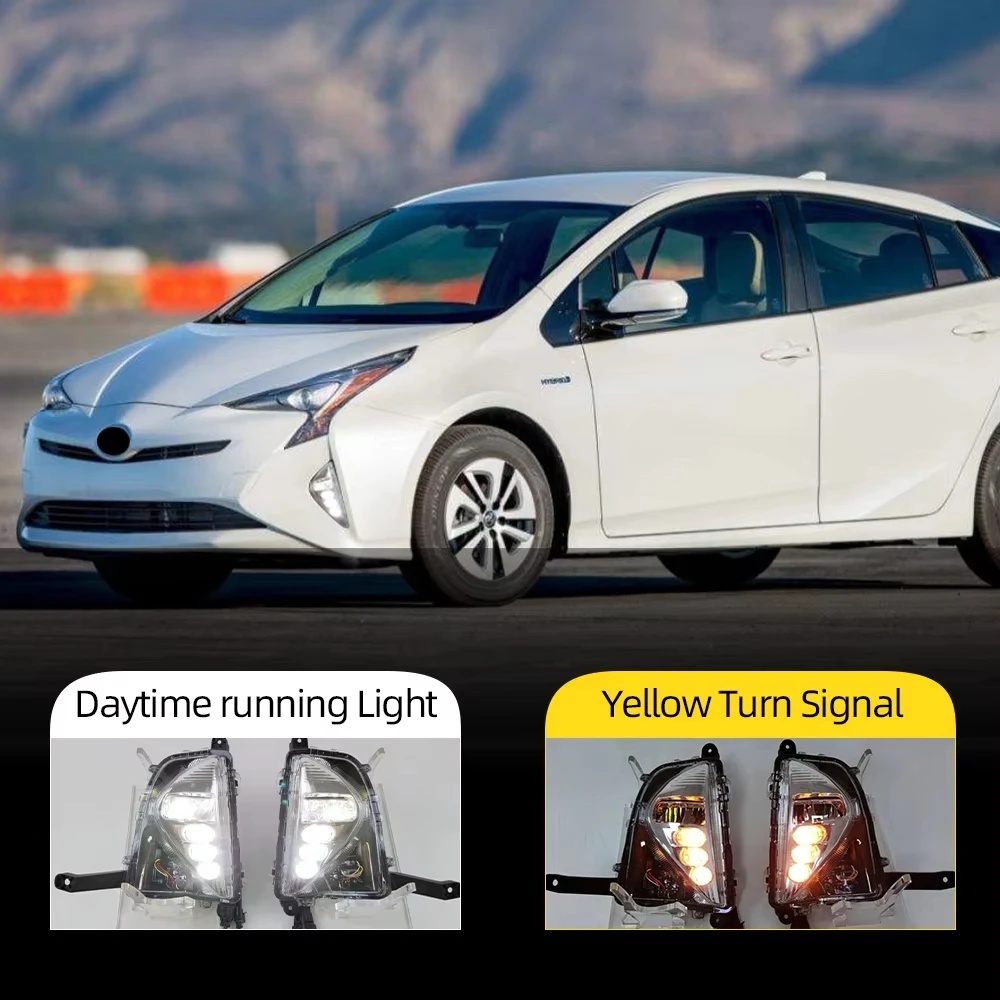 

1 Set Car LED Fog Light For Toyota Prius 2016 2017 2018 2019 Fog Lamp DRL Daytime Running Light Driving light with Turn signal