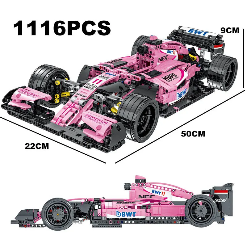 

Technical Pink F1 Formula 1 Supercar Race Car Model Building Blocks City Speed Champions Vehicle Kit Bricks Toy Kid Gift For Boy