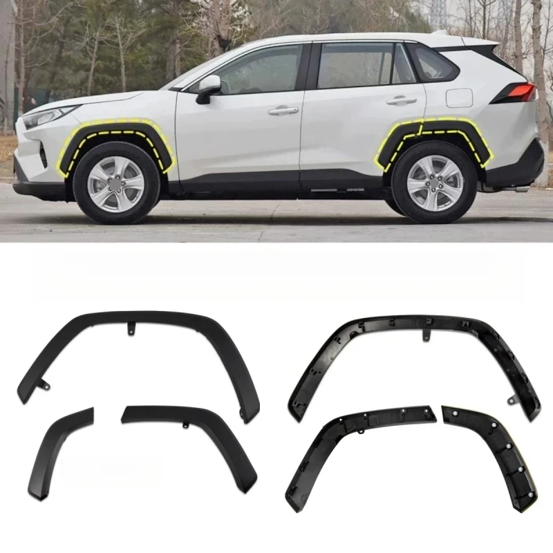 Auto Exterior Mod Parts ABS Wheel Eyebrow Fender Flares Wheel Arch Trim Fit For RAV4 Wildlander 2020-2023 Car Refit Accessories
