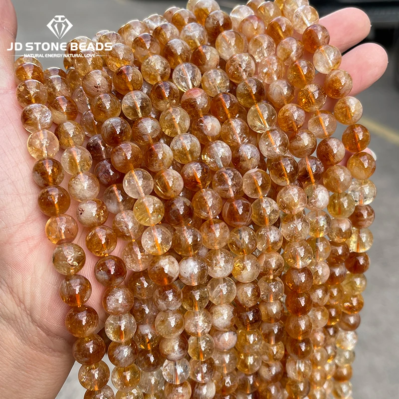 

5A Quality Natural Stone Golden Quartz Round Square Faceted Beads for Jewelry Making DIY Necklace Bracelet Accessories Wholesale
