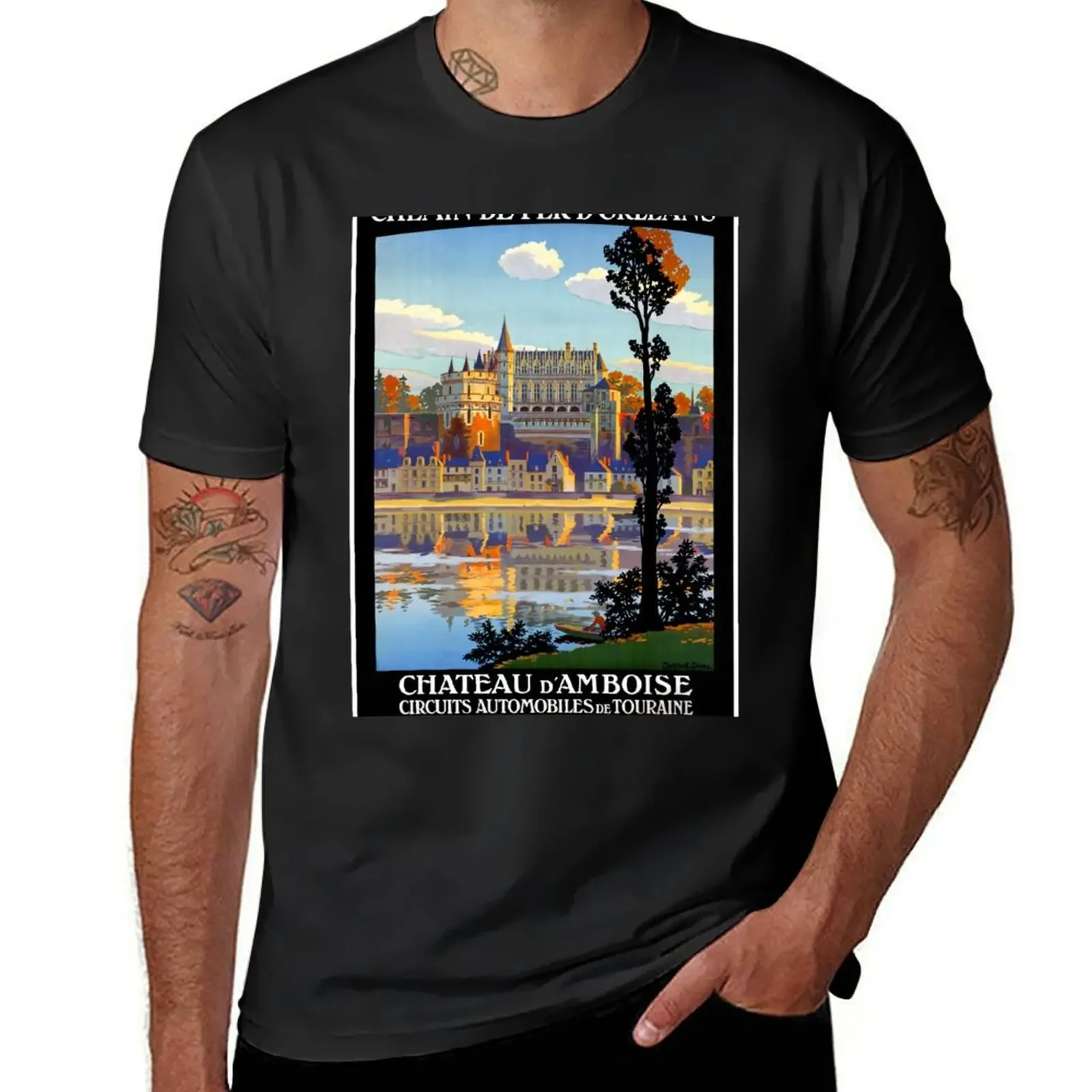 Chateau d'Amboise France Vintage Railroad Travel Poster Restored T-Shirt graphics anime mens graphic t-shirts anime