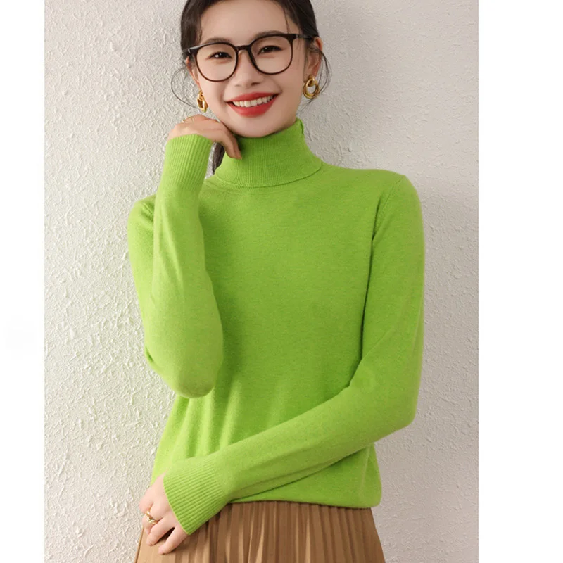 Purple Turtleneck Sweater Knitted Pullover Women Autumn Winter Solid Color Warm Pullovers Knit Female Sweaters Jumper Femme