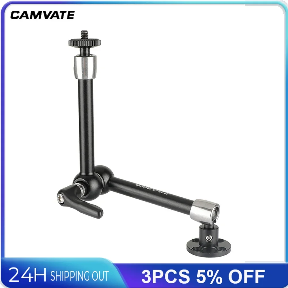 CAMVATE 11 "توضيح الذراع السحرية مع 1/4"-20 رؤساء الكرة قاعدة تثبيت جدار دائري للميكروفون ، مراقب ، فلاش ، الفيديو الضوئي