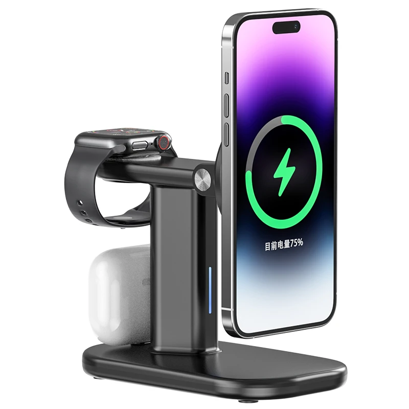 

3 in 1 Magnetic Fast Wireless Charger Phone Holder For iPhone Samsung/16 15 14 Apple Watch 8 7 Airpods Fast Charging Station