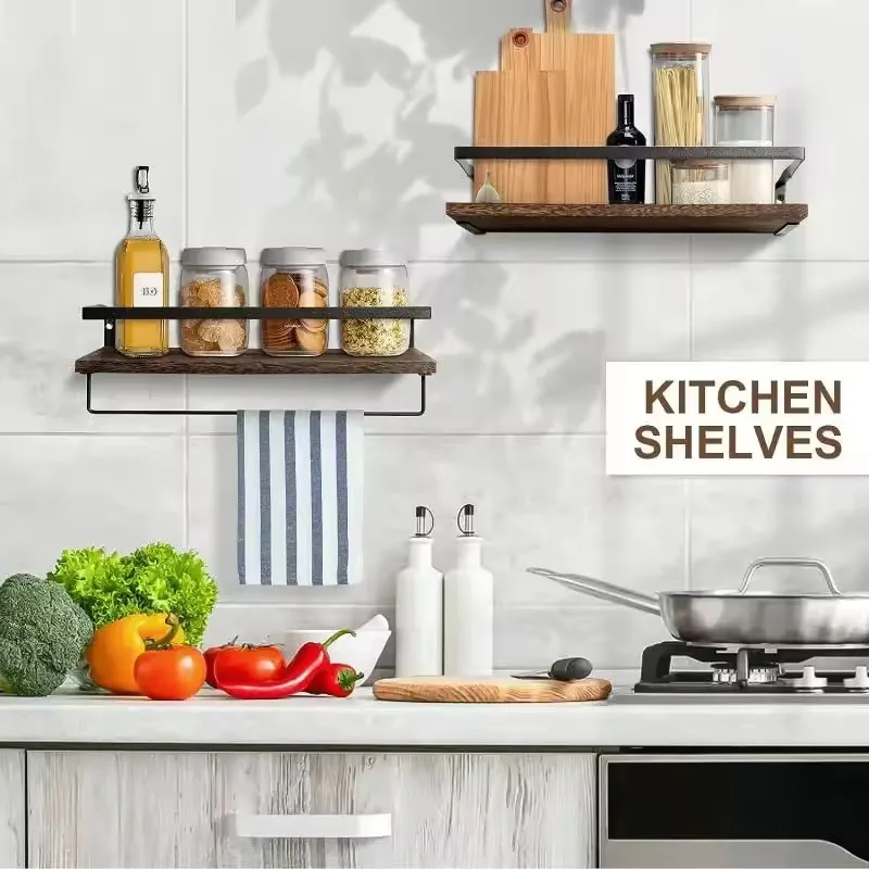 Bathroom supplies kitchen solid wood drilling storage rack floating wall rack accessories storage cabinet hardware accessories