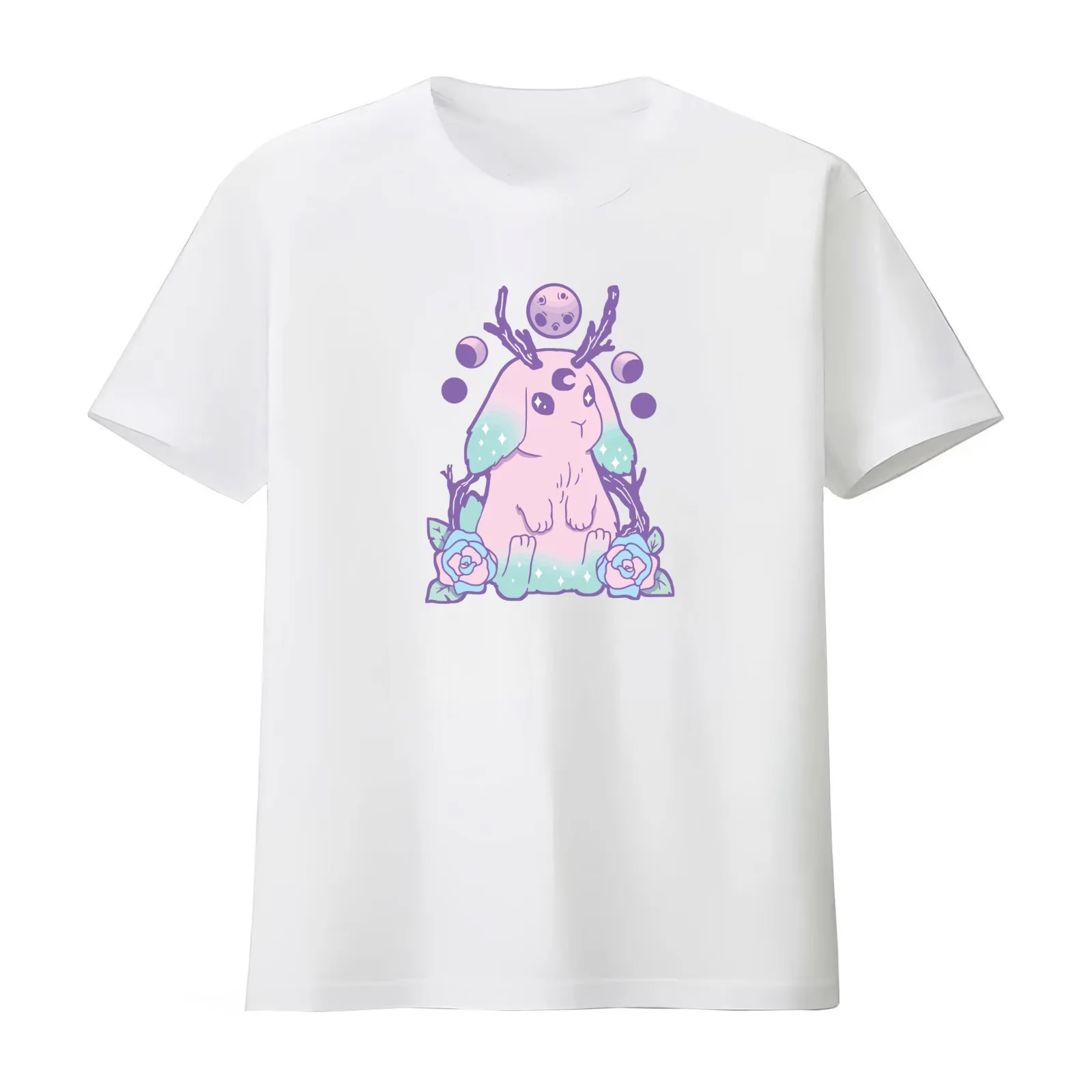 Satanic Jackalope T-Shirt Summer Casual Cotton Tee Oversized Streetwear Tops Vintage Graphic Print Loose Fit Short Sleeve