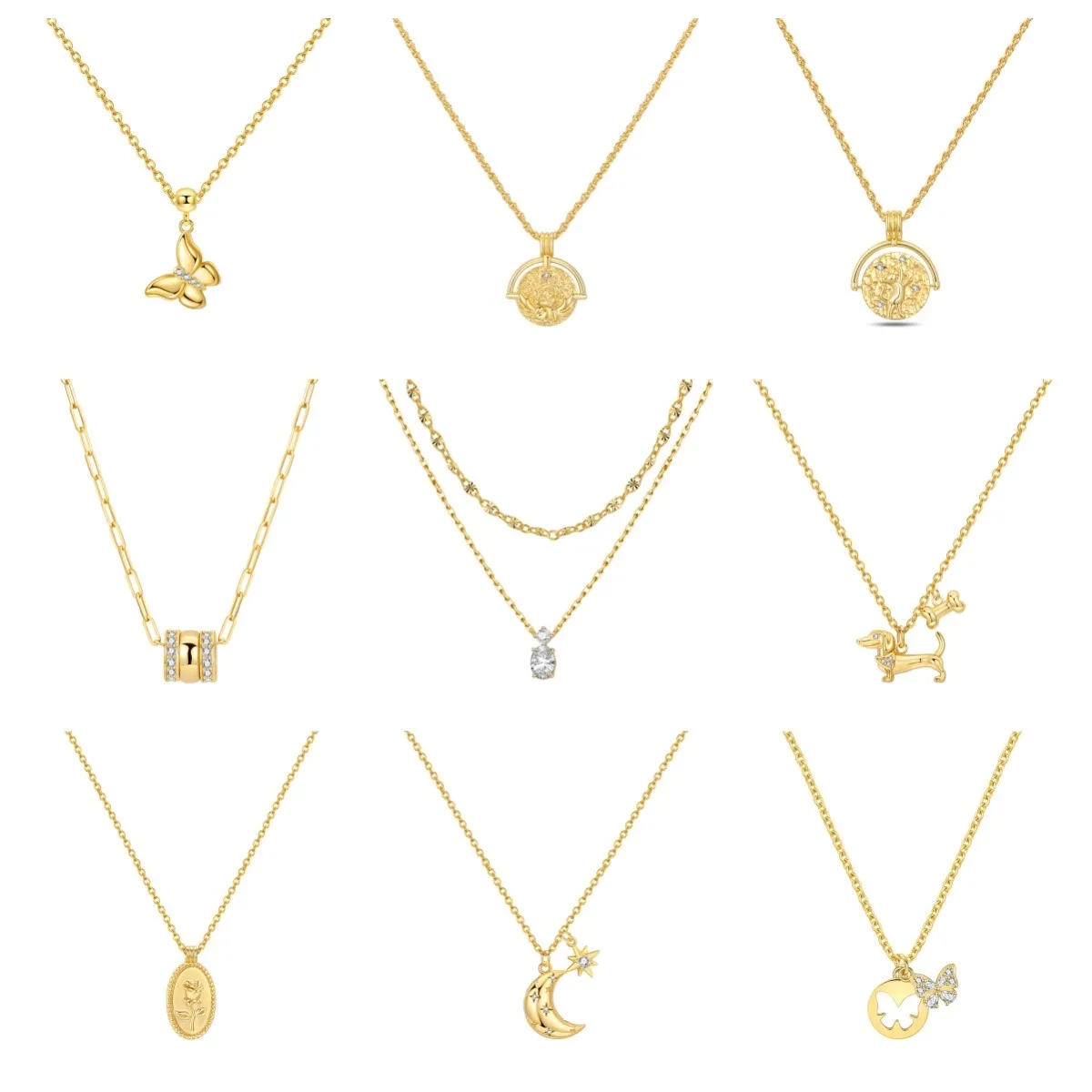 S925 Sterling Silvery Necklace 18K Gold Plated Multiple Styles Fashion and Elegant Necklace Fine Jewelry For Women Birthday Gift