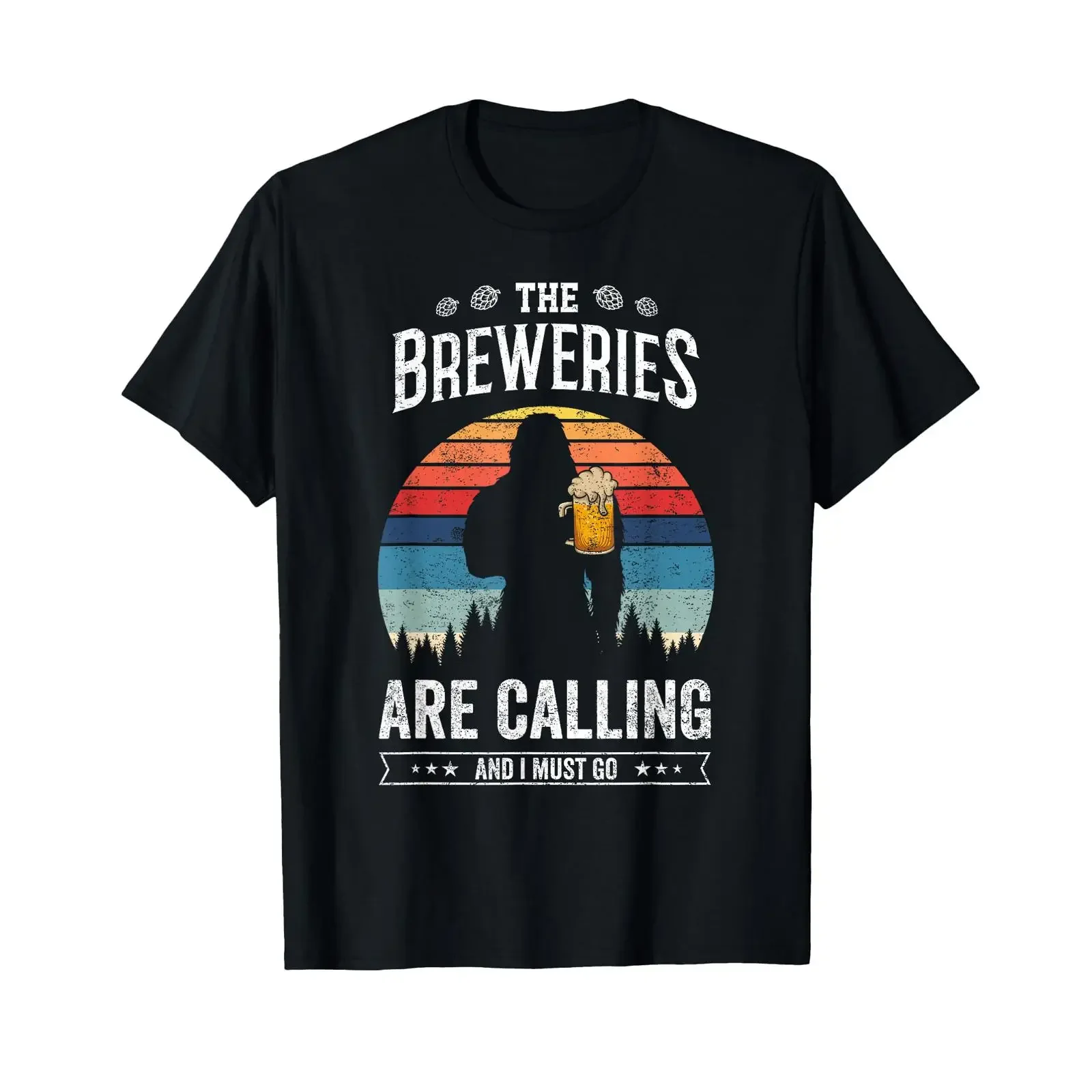 The Breweries Are Calling And I Must Go Funny Sasquatch T Shirt vintage Washed Soft fashion Stylish streetwear designer clothes