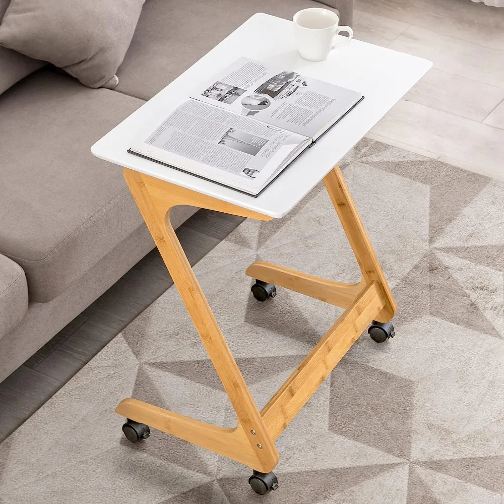 End Table with Wheels/Casters Couch TV Laptop Desk Snack Tray